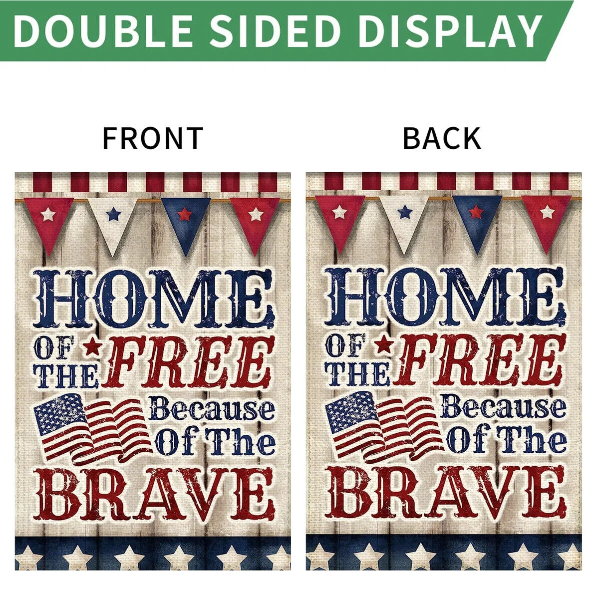Home Of The Free Because Of The Brave Garden Flag Double Sided 12" x 18" NEW! Home & Garden:Yard, Garden & Outdoor Living:Décor:Flags Cozy Home Treasures